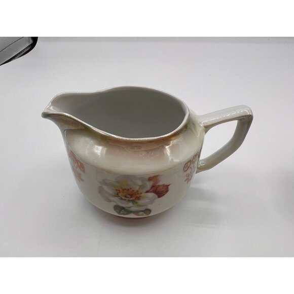 Vintage Floral Creamer & Sugar Bowl Set - Hand-Painted Porcelain - Germany - Picture 8 of 16